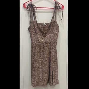 Zara Animal Print Tie Strap Dress Small brown & light pink